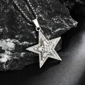 Rotating Star Diamond Pendant and Chain Necklace