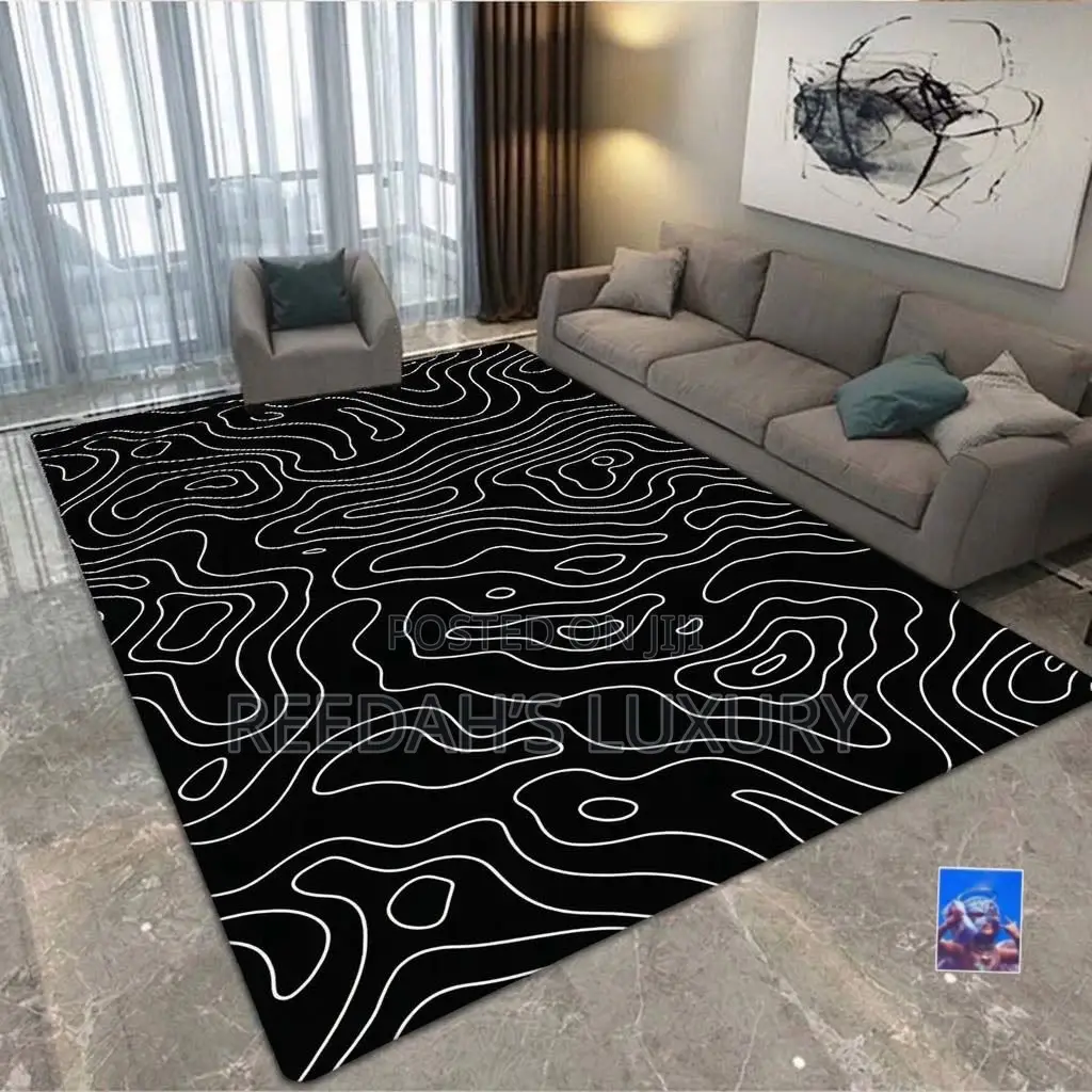 Abstract Swirl Monochrome Center Rug