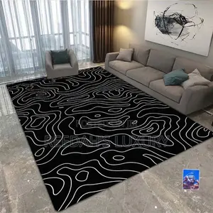 Abstract Swirl Monochrome Center Rug