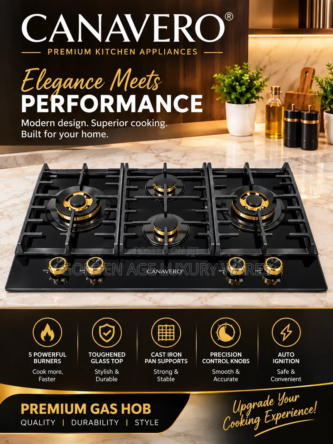 Canavaro Brass 4 Burner Italian Gas Hub
