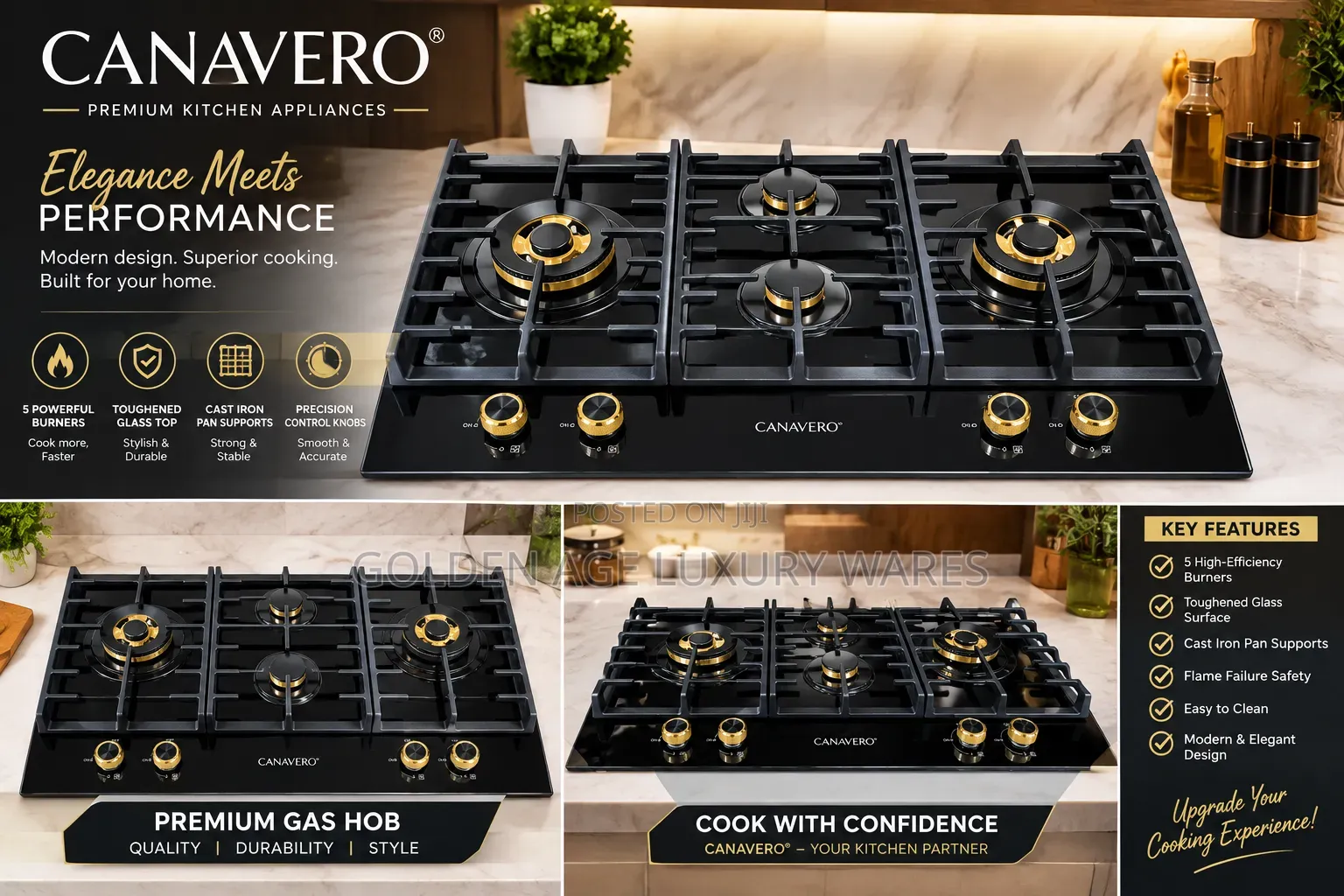 Canavaro Brass 4 Burner Italian Gas Hub