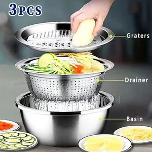 Multifunctional Stainless Steel 3in1 Vegetable/Fruit and Rice Washing