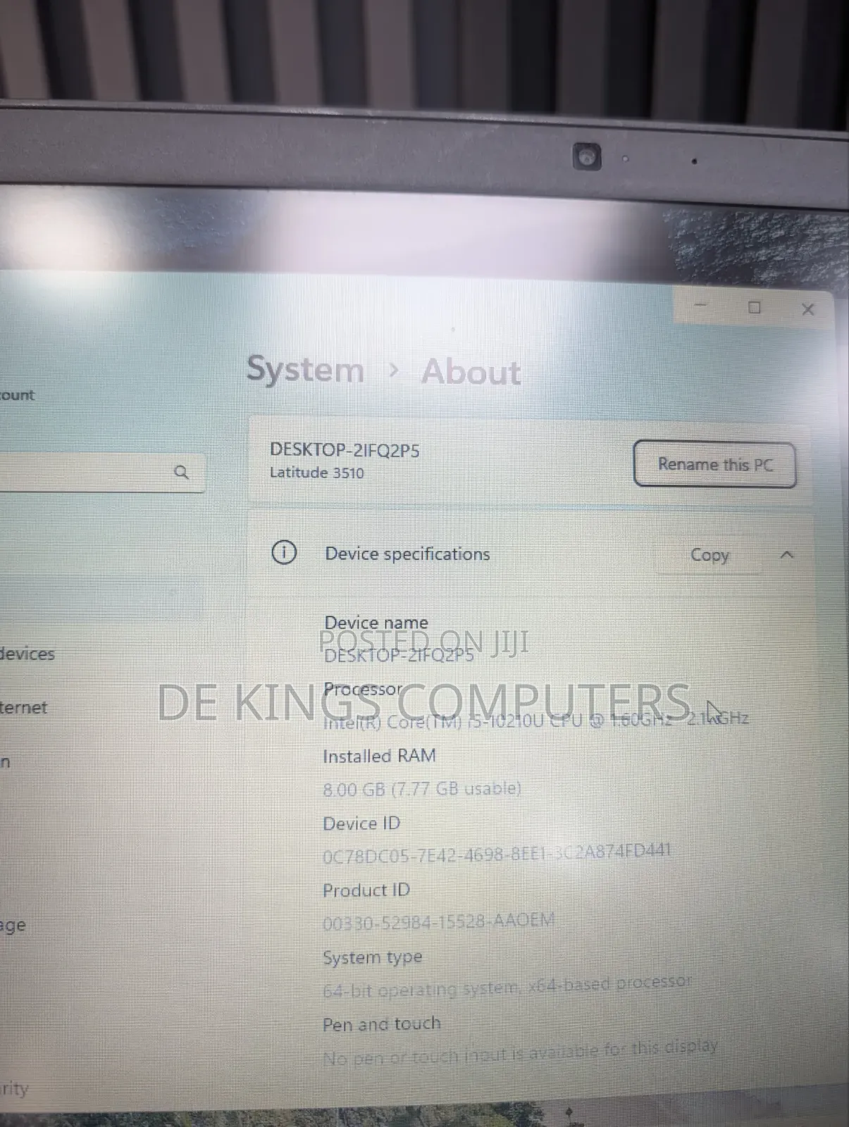 Laptop Dell Latitude 3510 8GB Intel Core i5 SSD 256GB