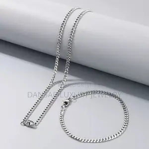 Premium Silver Chain and Bracelet Set