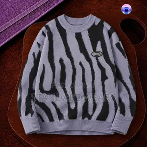 Distressed Skyline Colorblock Knit Sweater