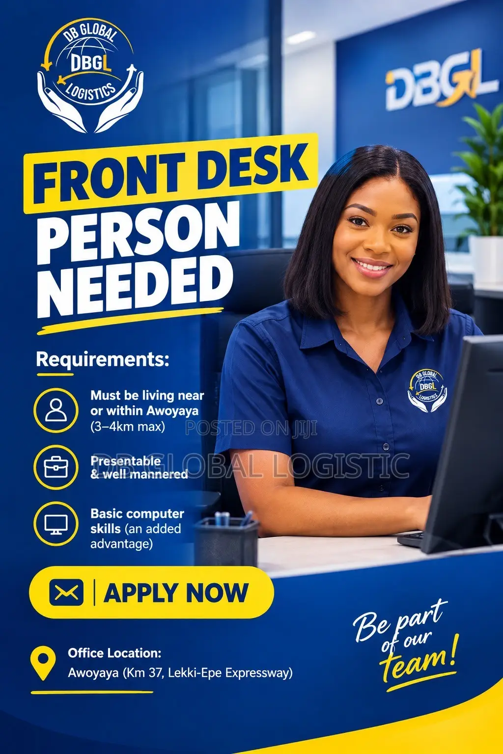 Receiptionist Needed Urgently