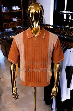 Textured Knit Zip Polo