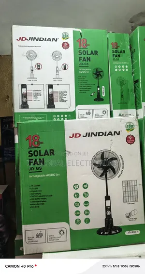 JD JINDIAN 18 Inches Solar Rechargeable Standing Fan