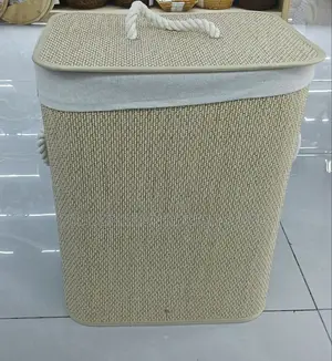 60Liter Foldable Bamboo Laundry Basket With Lid