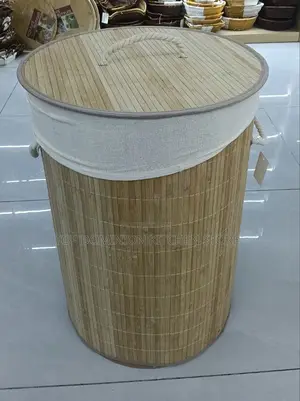 60Liter Foldable Bamboo Laundry Basket With Lid