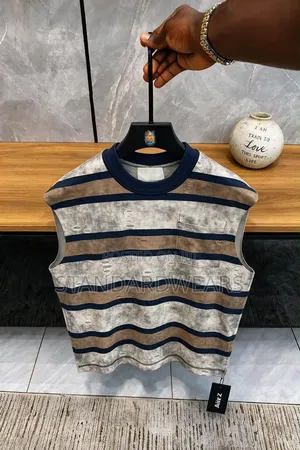 Striped Sleeveless Pocket Tee