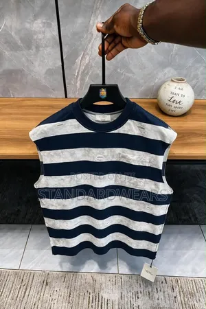 Striped Sleeveless Pocket Tee