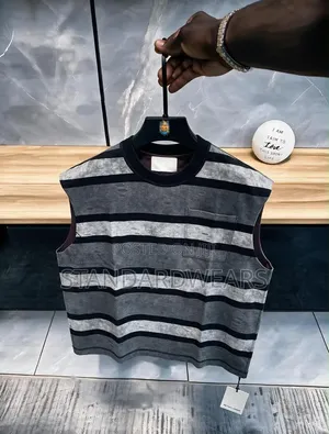Striped Sleeveless Pocket Tee