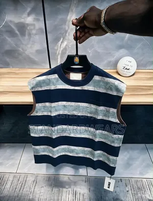 Striped Sleeveless Pocket Tee