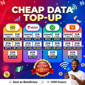 Cheap Instant Data Top-Up - MTN, Airtel, Glo T2 Data Bundles