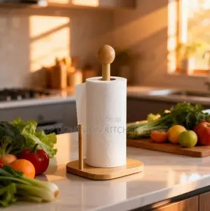 Bamboo Tissue Paper Towel Holder With Base