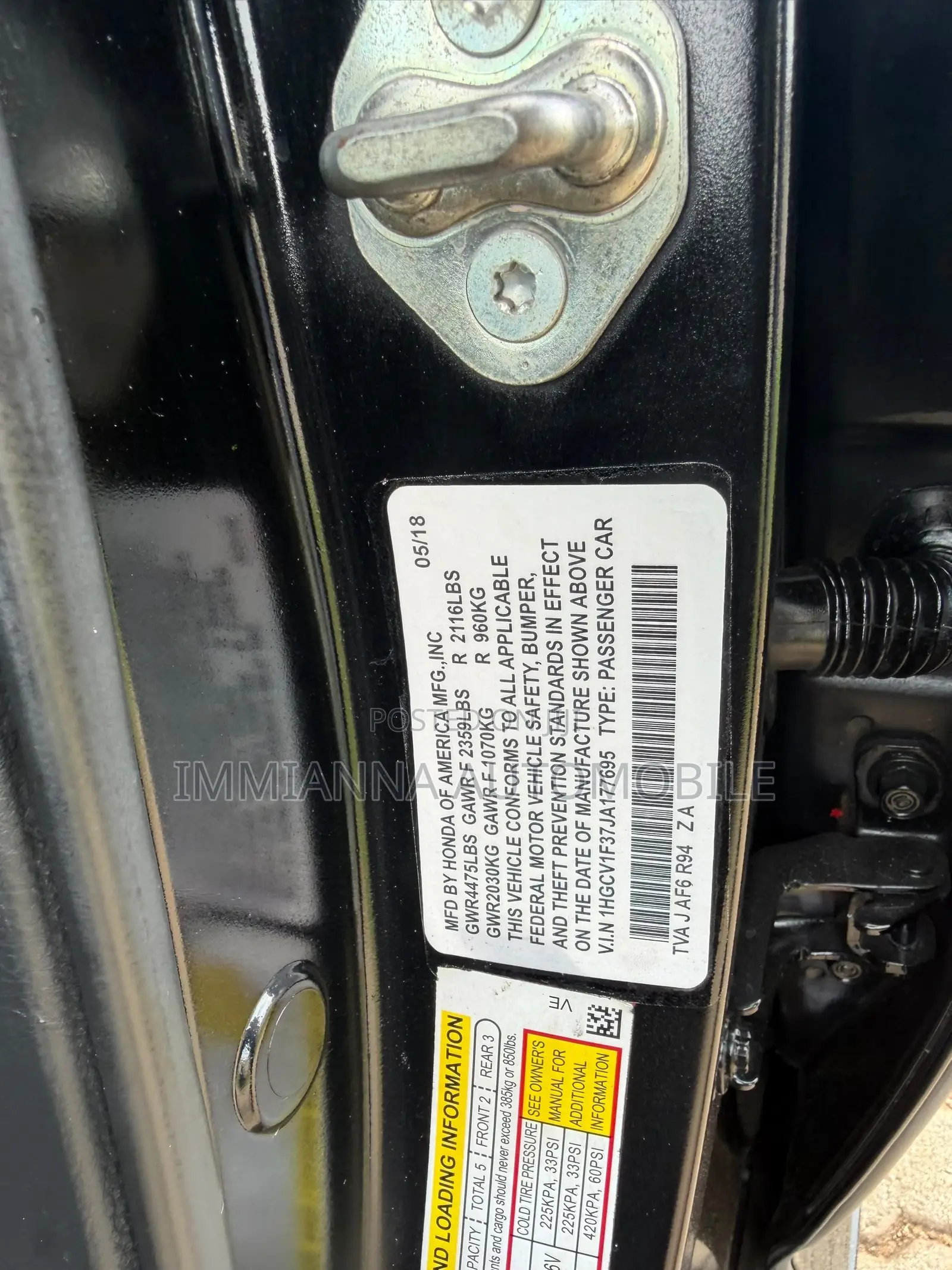 Honda Accord EX 2018 Black