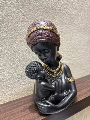 African Woman Carry a Baby Figurine, Statue and House Decor