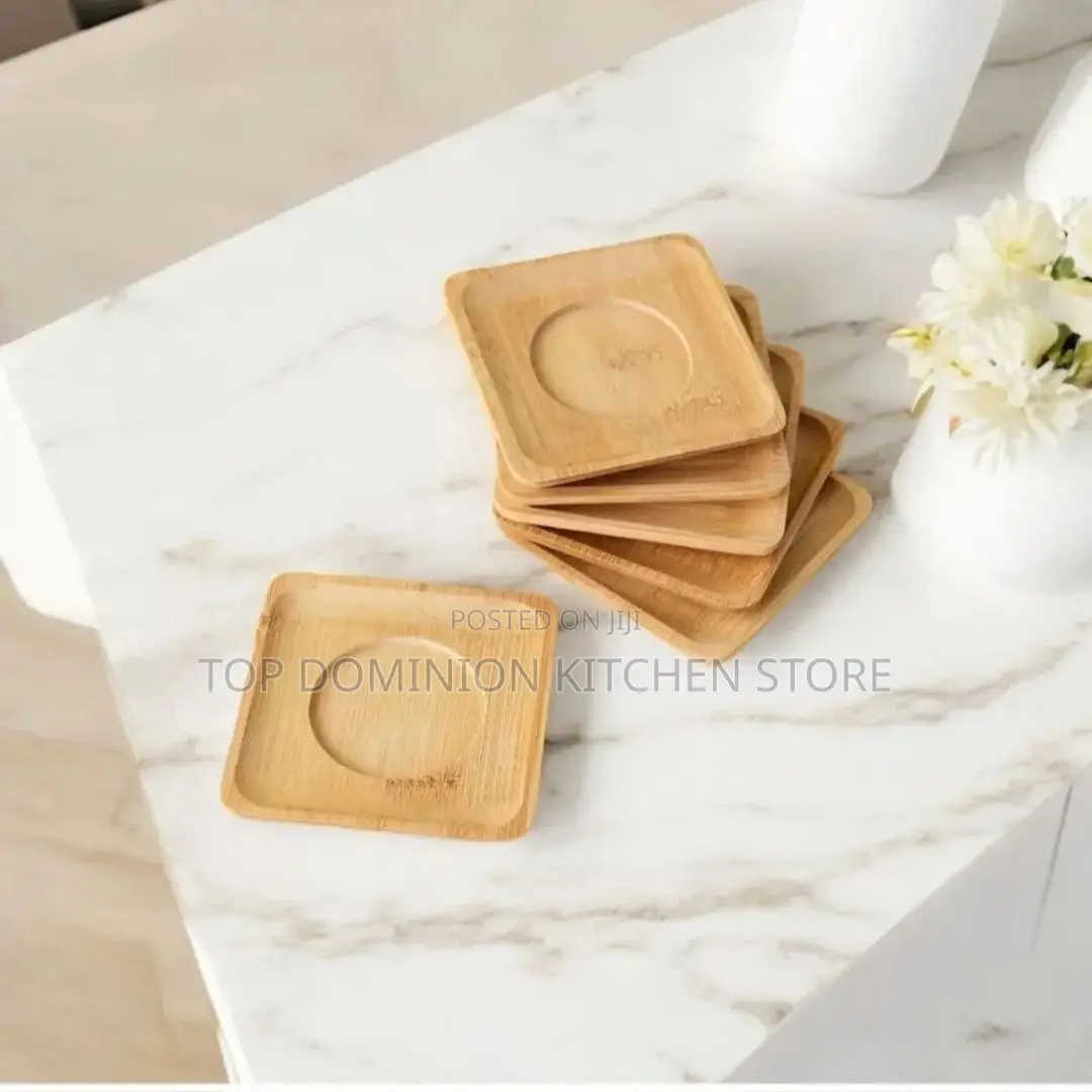 Customizable Square Shape 6pcs Bamboo Coasters