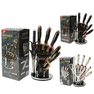 Stainless Steel 9pcs Rose Gold Marble Pattern Knife Set