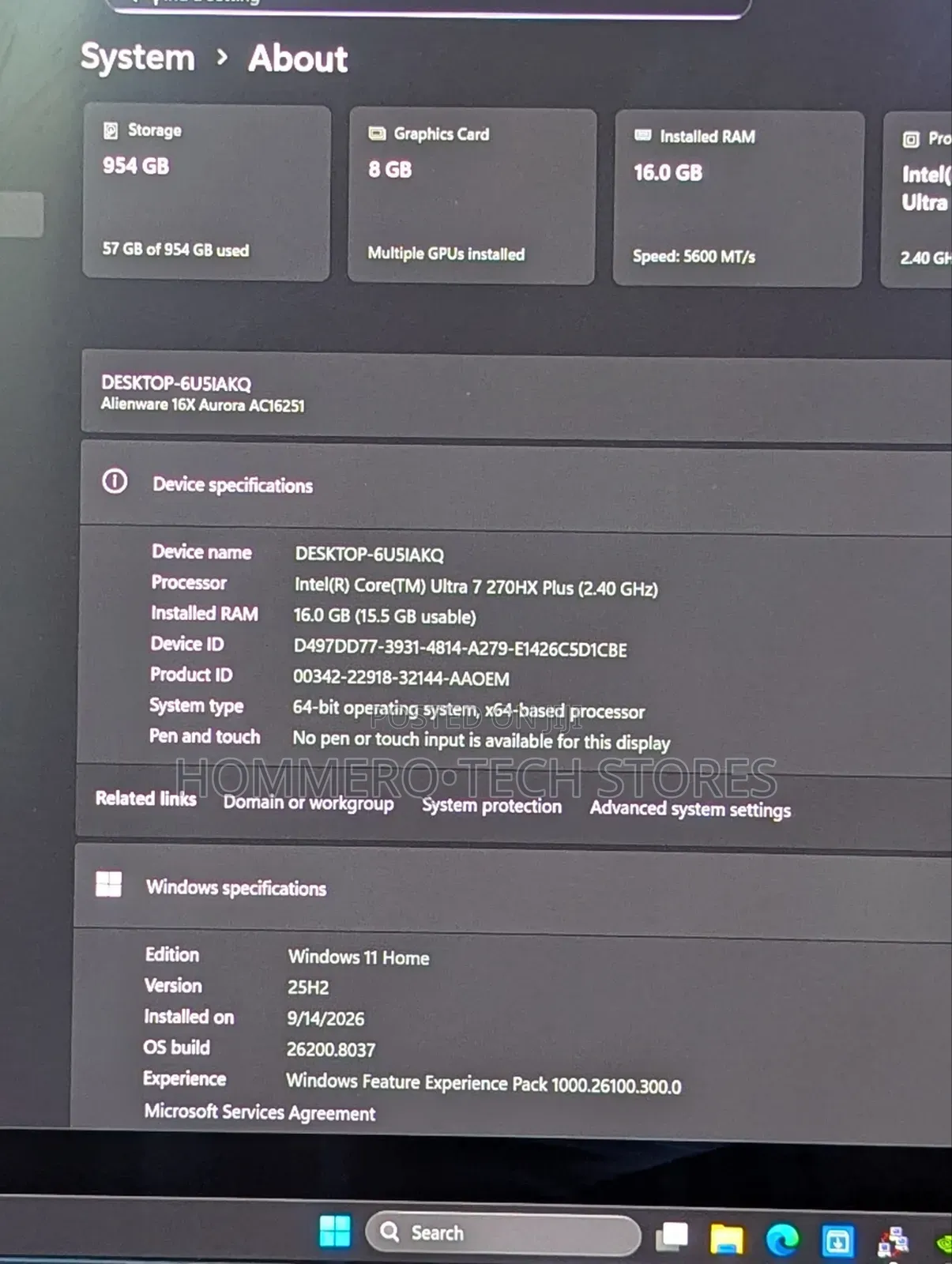 New Laptop Alienware 16 Aurora 16GB Intel Core Ultra 7 SSD 1T