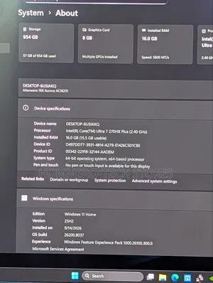 New Laptop Alienware 16 Aurora 16GB Intel Core Ultra 7 SSD 1T