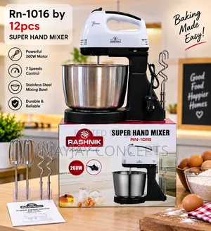 RASHNIK 2LITRES Super Hand Mixer With Bowl Beater Attachments–260W