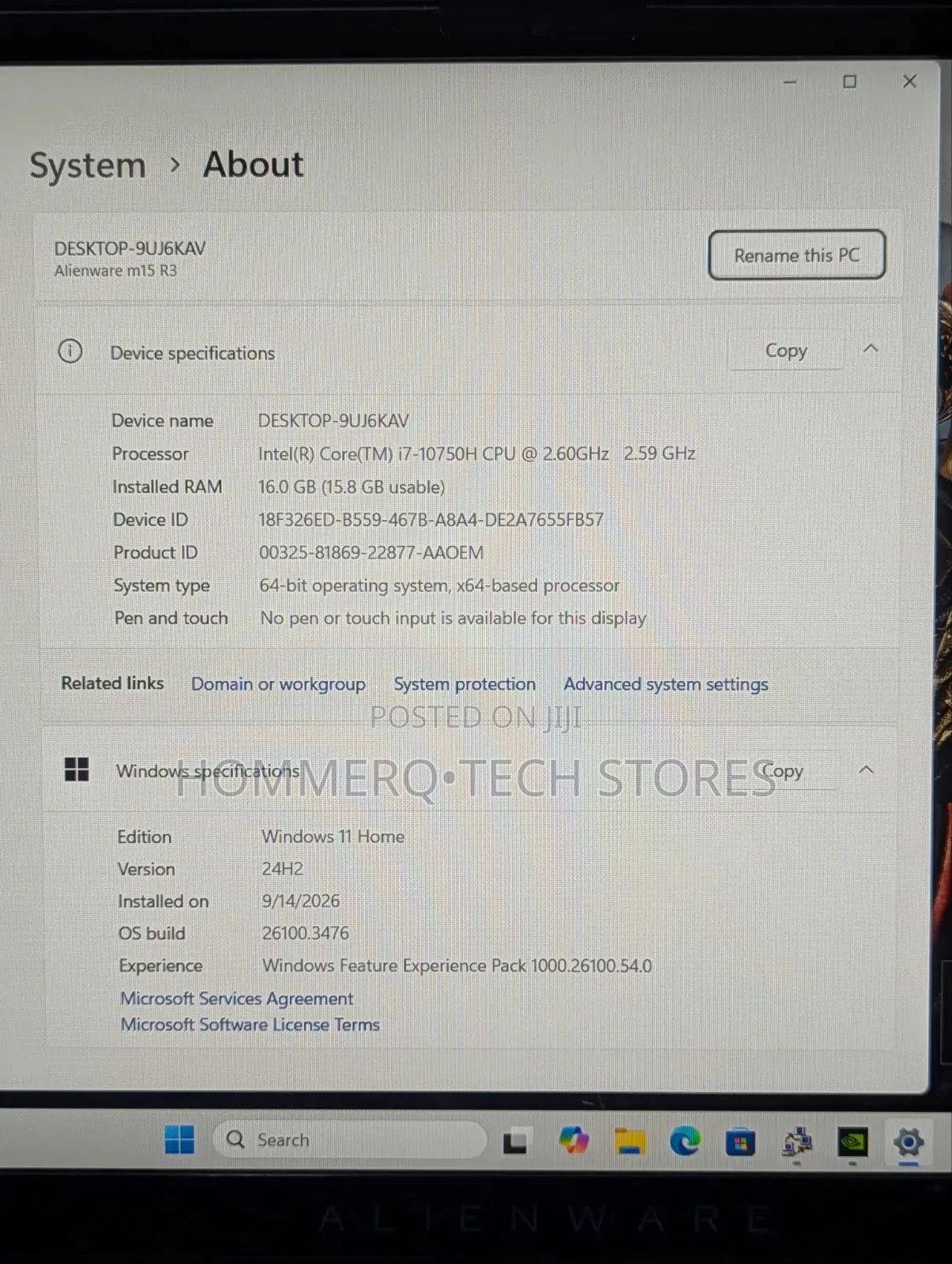 Laptop Alienware M15 r3 16GB Intel Core i7 SSD 512GB