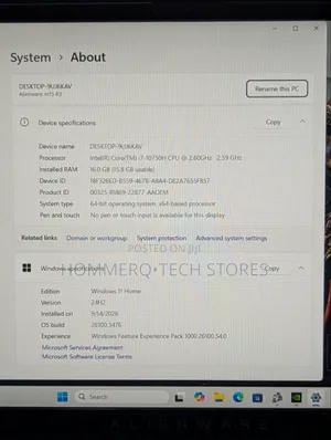 Laptop Alienware M15 r3 16GB Intel Core i7 SSD 512GB