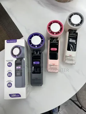 Rechargeable Mini Fan With LED Display + Power Bank Function