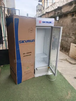 Sleek Black Skyrun SC-228FN Glass Door Showcase