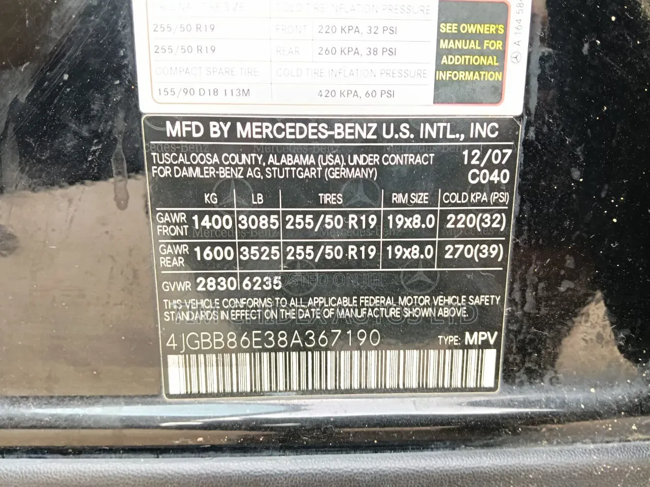 Mercedes-Benz M Class 2008 Black