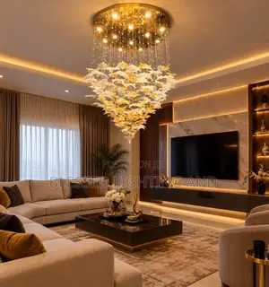 Size 600mm Led Luxury Modern Glass Leaf  Chandelier Light. Suitable