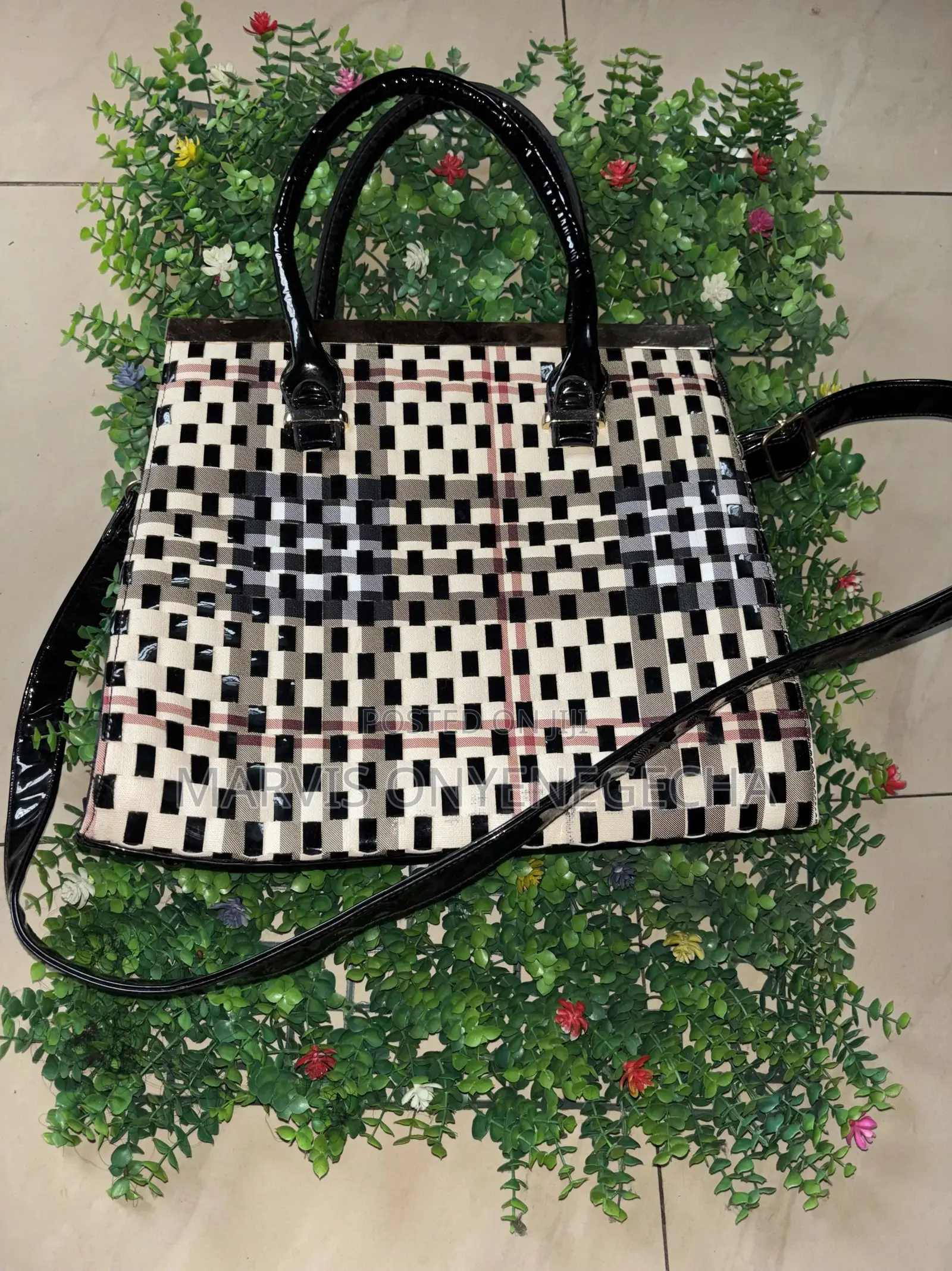 Classy Checkered Patent Designer Inspired Bag