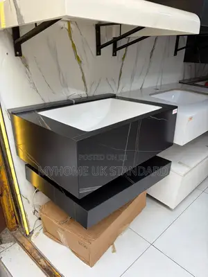 Marble Bathroom Vanity Cabinet Black and White Design