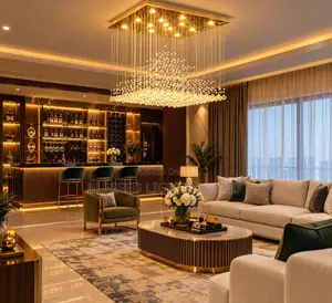 Size 600mm Led Crystal Rain Drop Chandelier Light, for Living Room