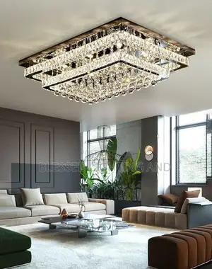 Size 800 by 600mm Led Square Crystal Ceiling Fitting for Living Room