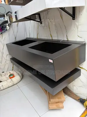 Modern Wall-Mounted Double Sink Vanity Matt Black