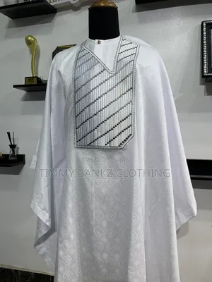Embroidered Men's White Agbada/Native Wear