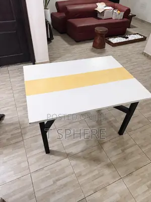 Modern Custom-Made Concrete Dining Table – White & Gold