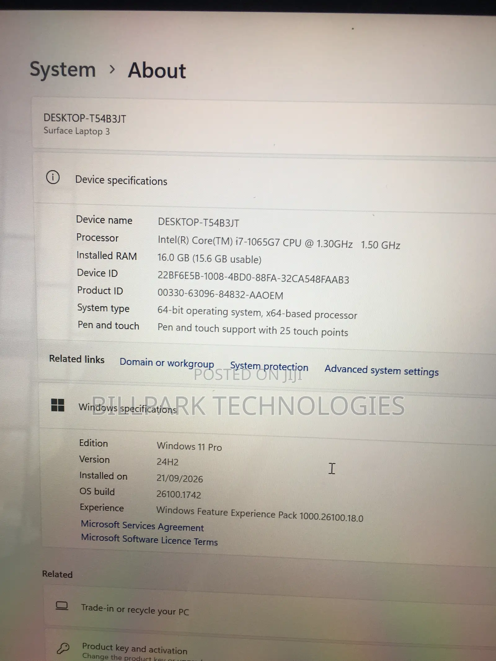 Laptop Microsoft Surface Laptop 3 16GB Intel Core i7 SSD 256GB