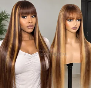 Blonde Wigs With Bangs Long Straight Fashion Fiber Synthetic