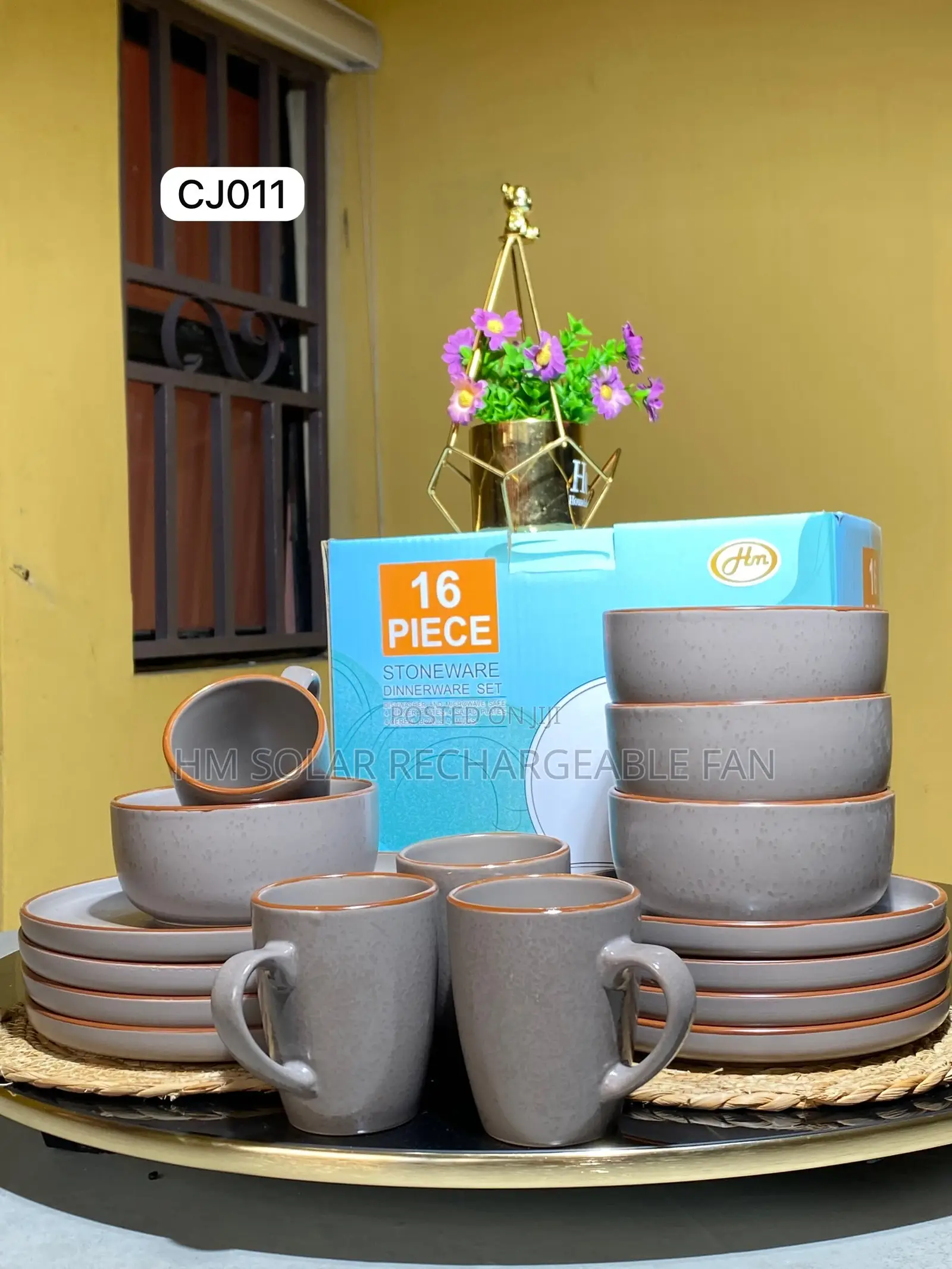 16 Pieces Gray Ceramic Dinner Sets