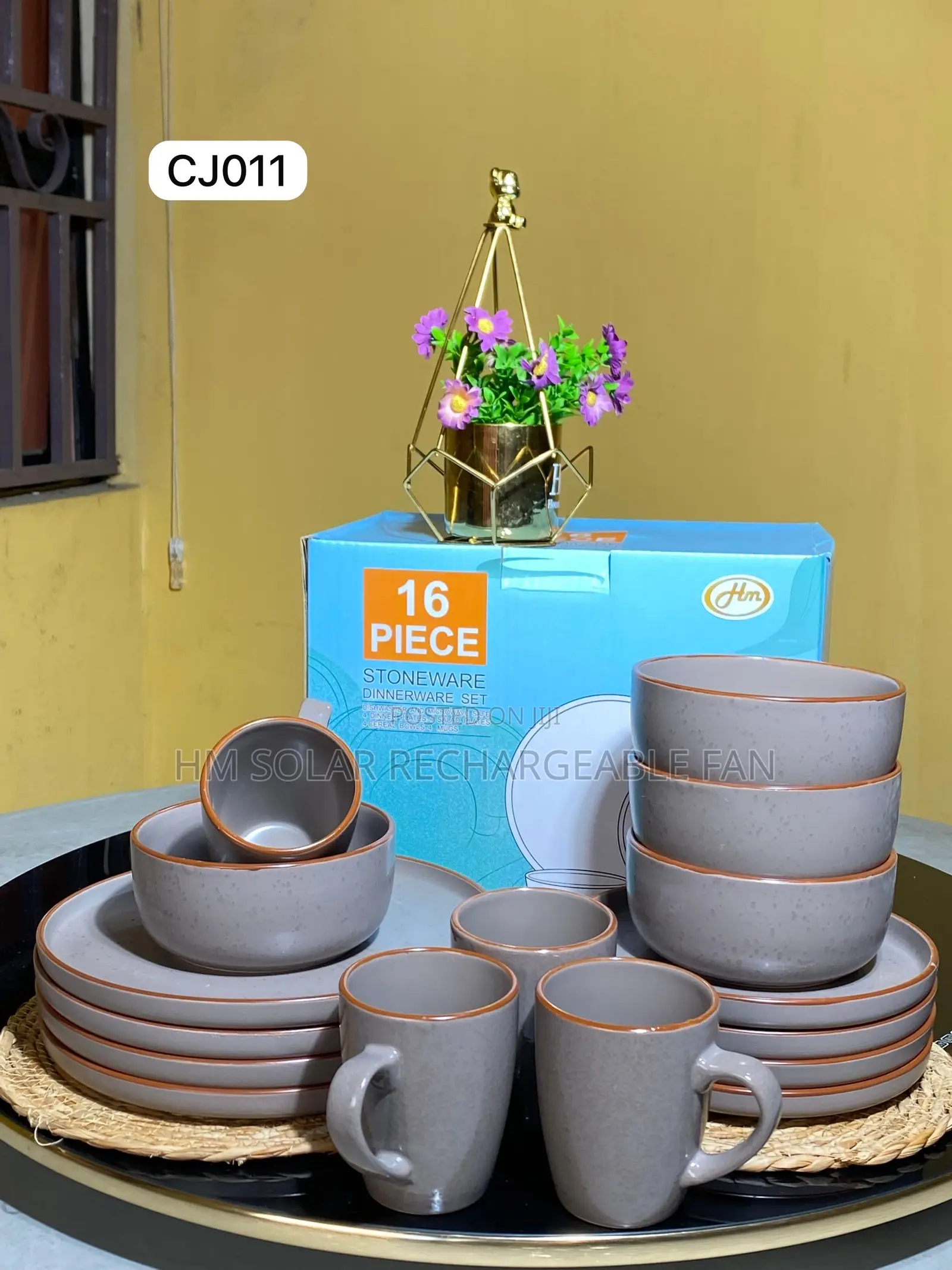 16 Pieces Gray Ceramic Dinner Sets
