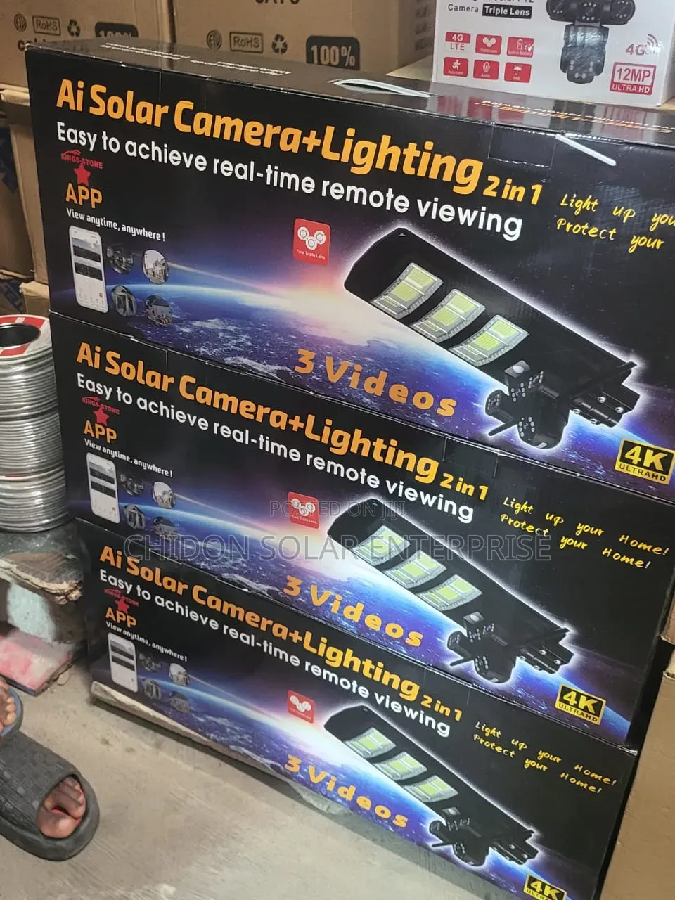 4-Lens Solar Security Camera Street Light