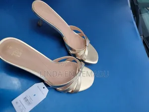 Gold Strappy Kitten Heel