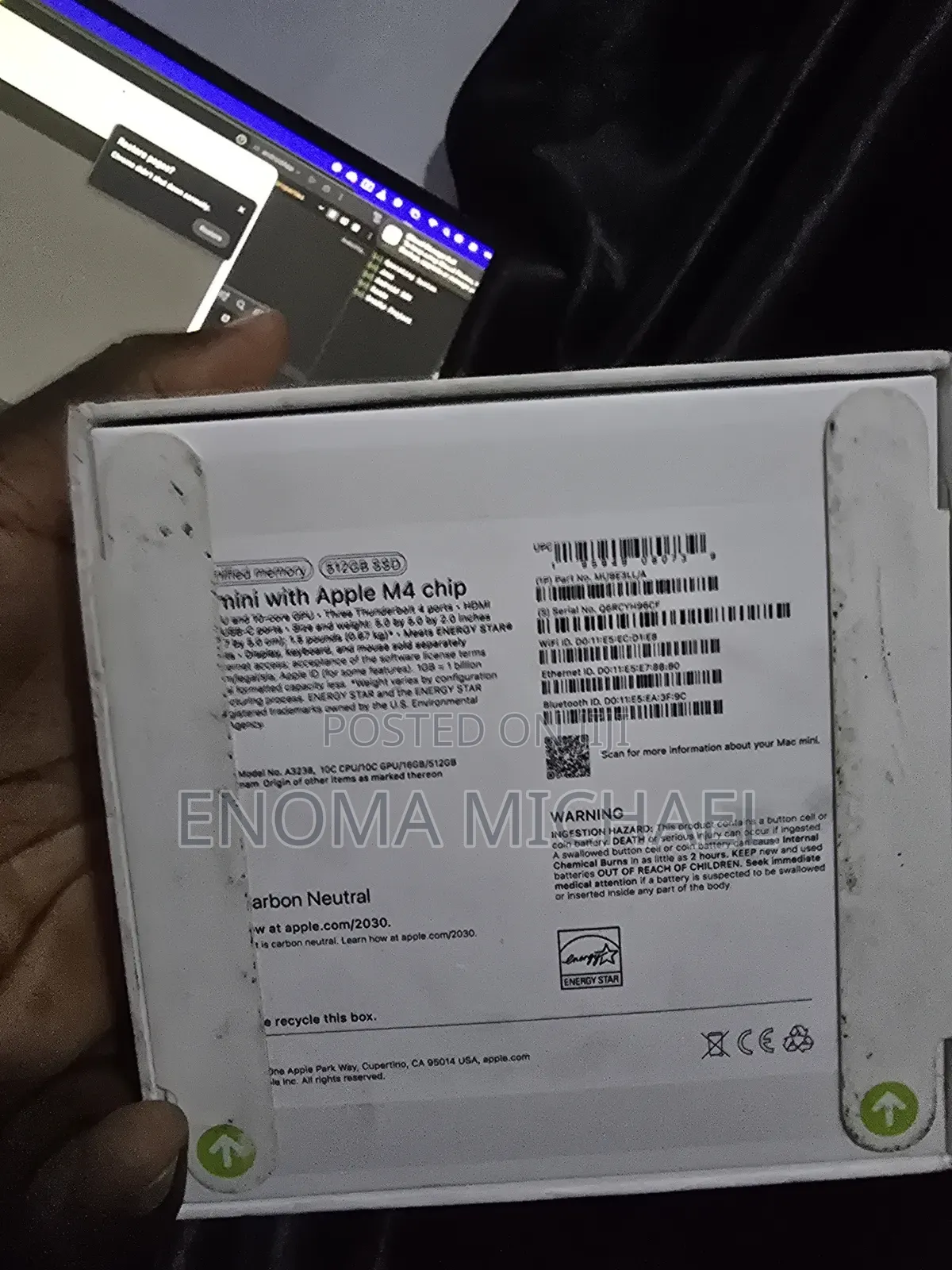 Desktop Computer Apple Mac Mini M4 16GB Apple M4 SSD 512GB