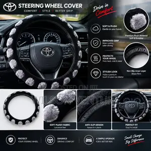 Classic Steering Wheel Cover Fluffy Black Gray