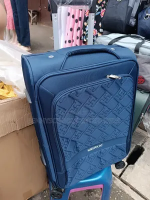 Small Blue Traveling Luggage Box With 4 Wheel Trolleys