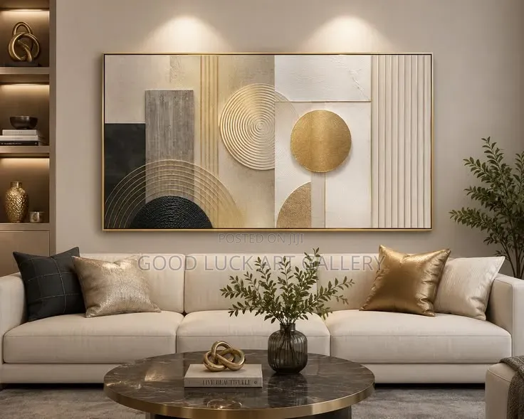 Modern Geometric Gold Circle Canvas